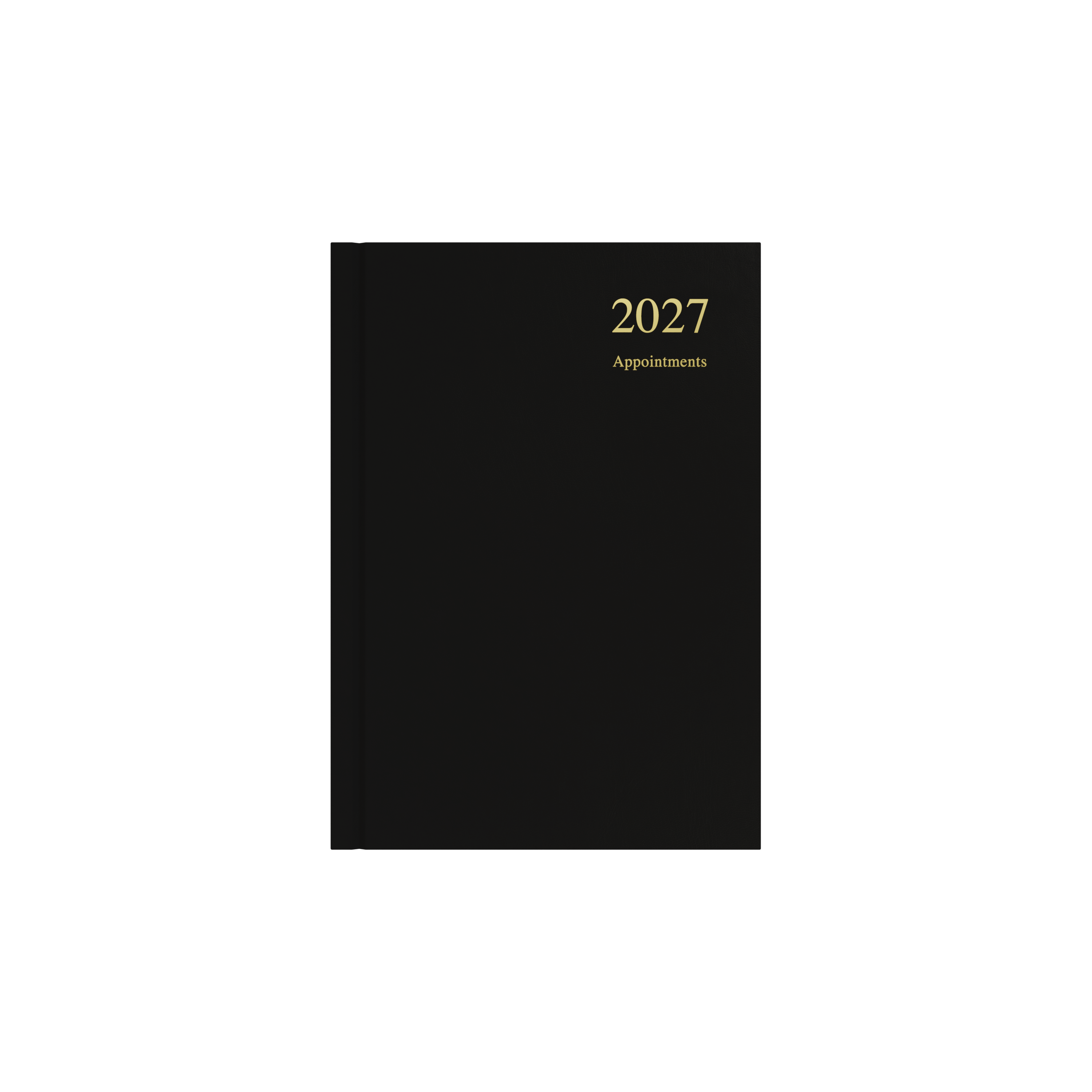 Collins Essential Appointment 2027 A5 day to a page diary black cover angled view