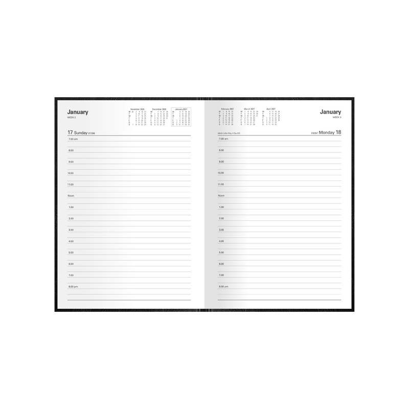 Kyoto 2027 A5 Day to Page Black angled view