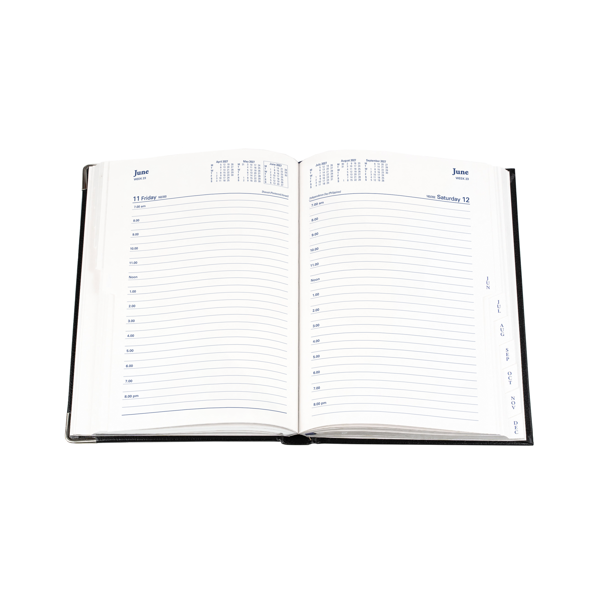 Collins Management 2027 A5 Day to Page Black angled view