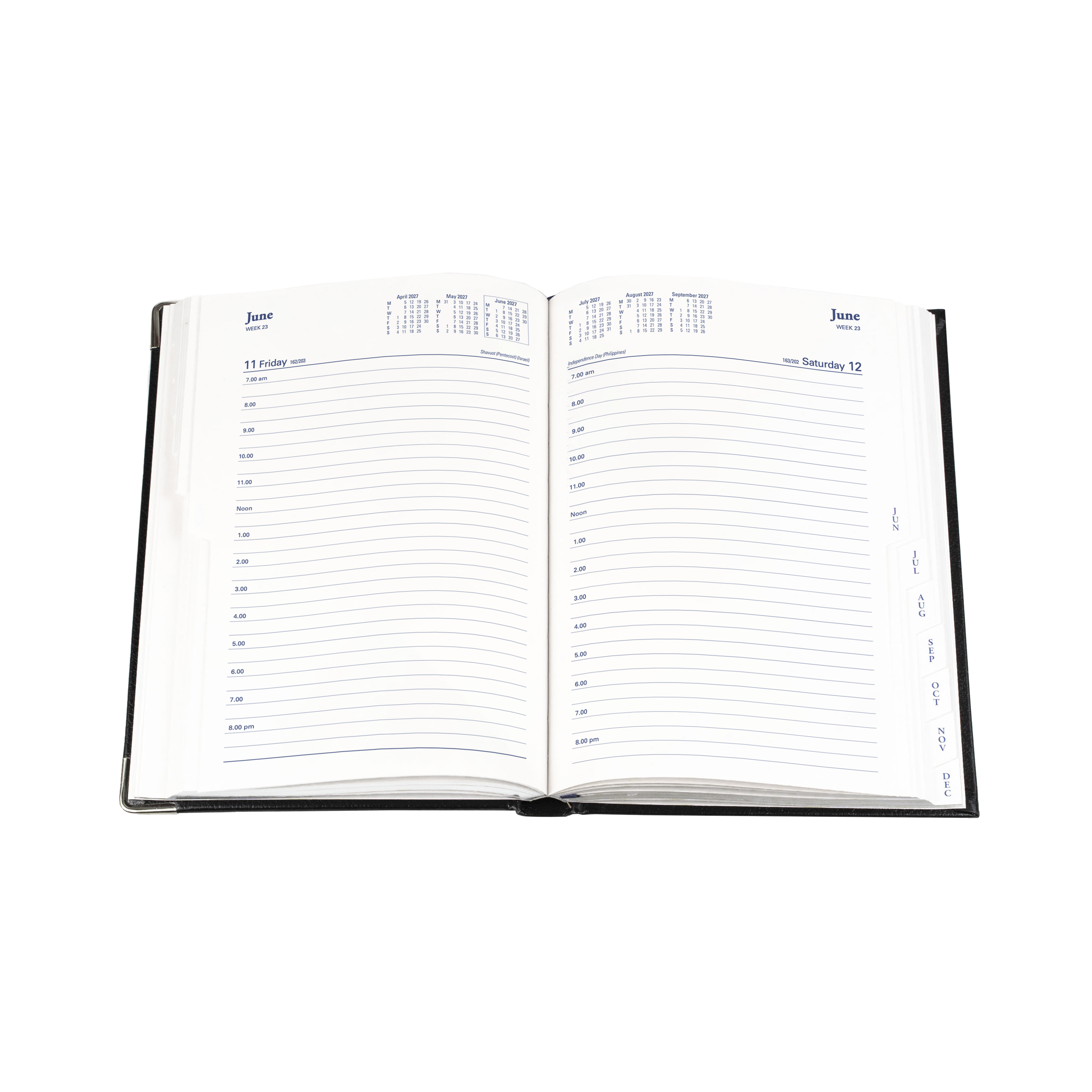 Collins Management 2027 A5 Day to Page Black angled view