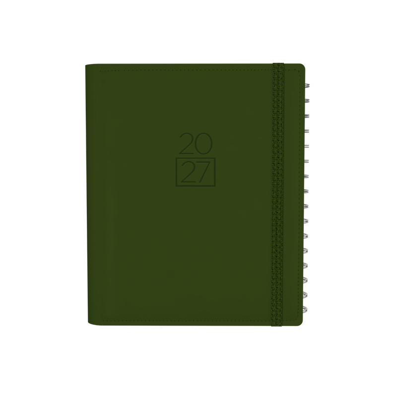 Plan + Note Pro 2027 A5 Week to View Green angled view