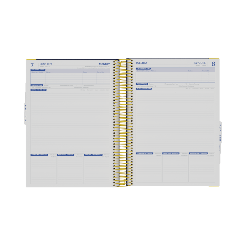 Collins Site Diary 2027 A4 Day to Page Navy angled view