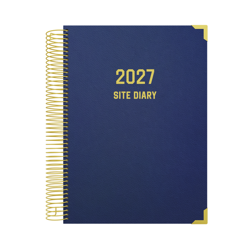 Collins Site Diary 2027 A4 Day to Page Navy angled view