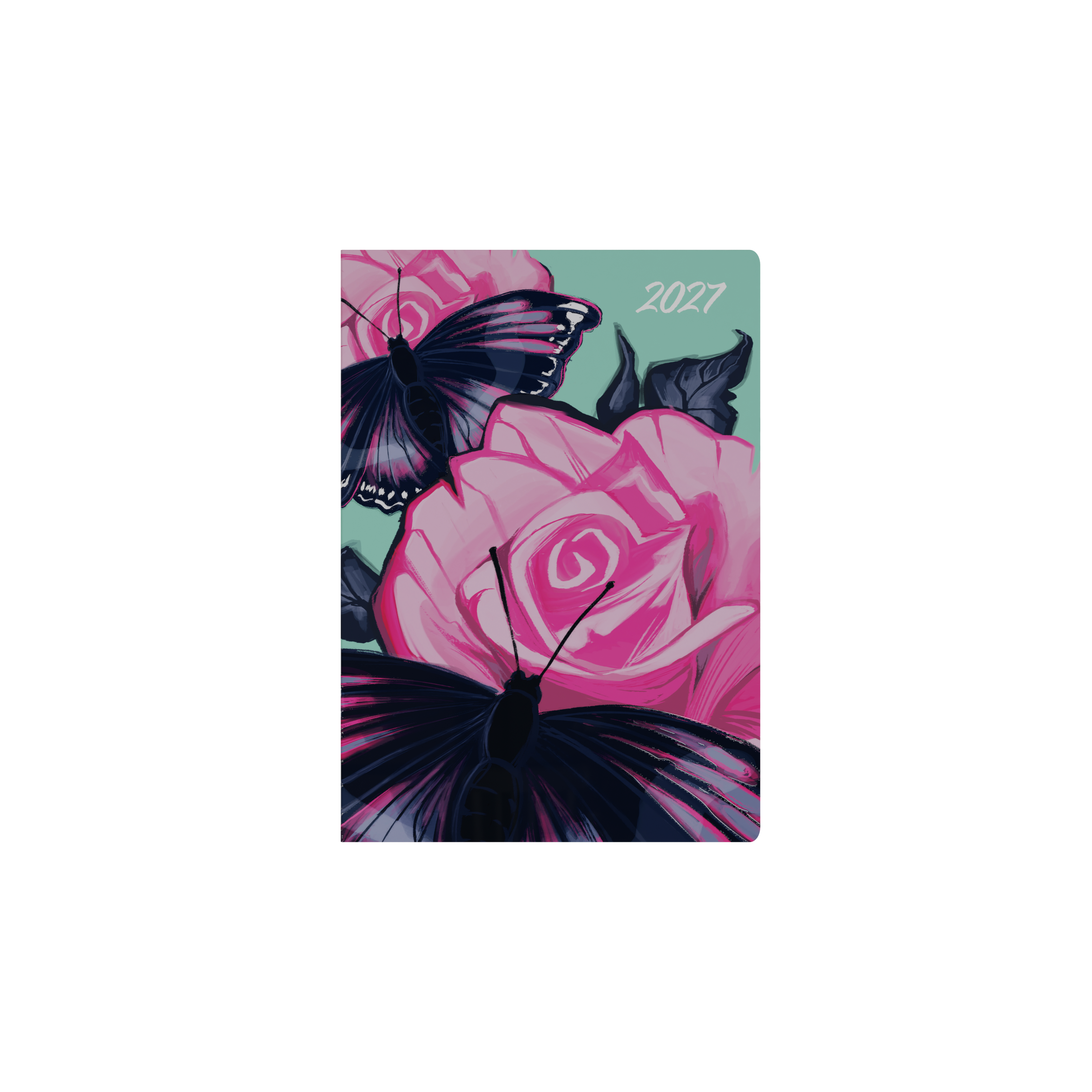 The Roses 2027 A5 Week to View Butterfly angled view