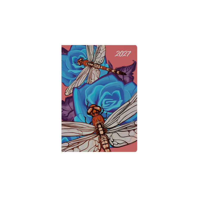 The Roses 2027 A5 Week to View Dragonfly angled view