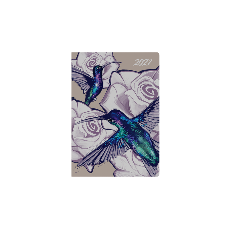 The Roses 2027 A5 Week to View Hummingbird angled view