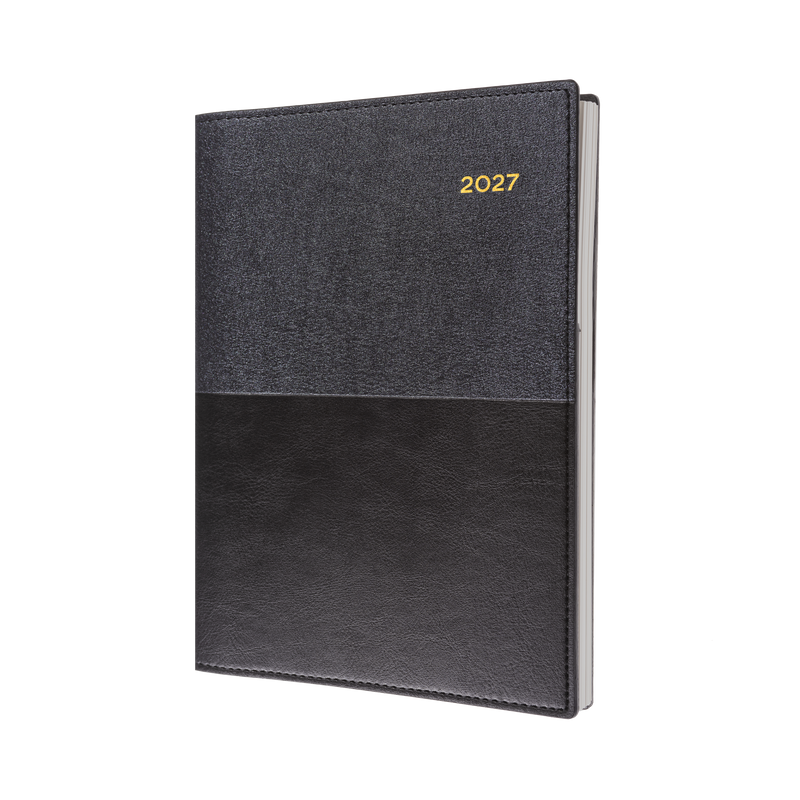 Collins Vanessa 2027 A4 Day to Page Diary Black front cover