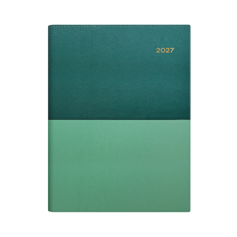 Collins Vanessa 2027 A4 Day to Page Diary Teal angled view