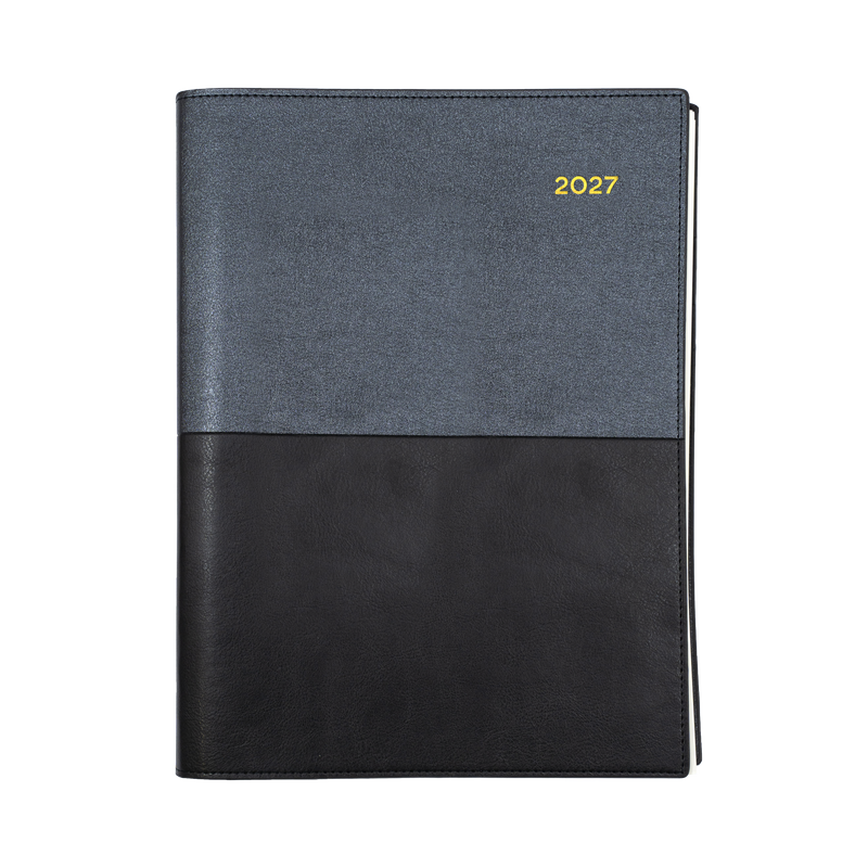 Collins Vanessa 2027 A4 Week to View Diary Black angled view