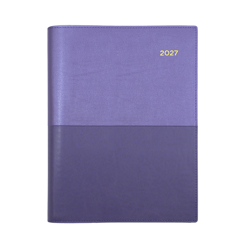 Collins Vanessa 2027 A4 Week to View Diary Lilac angled view