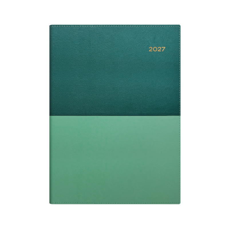 Collins Vanessa 2027 A4 Week to View Diary Teal angled view
