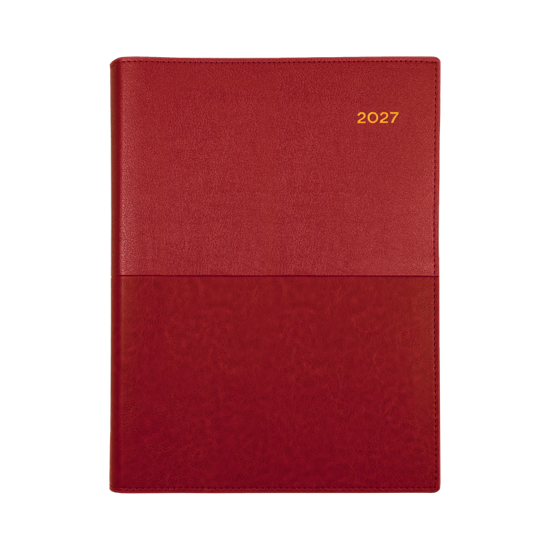 Collins Vanessa 2027 A5 Day to Page Diary Red angled view