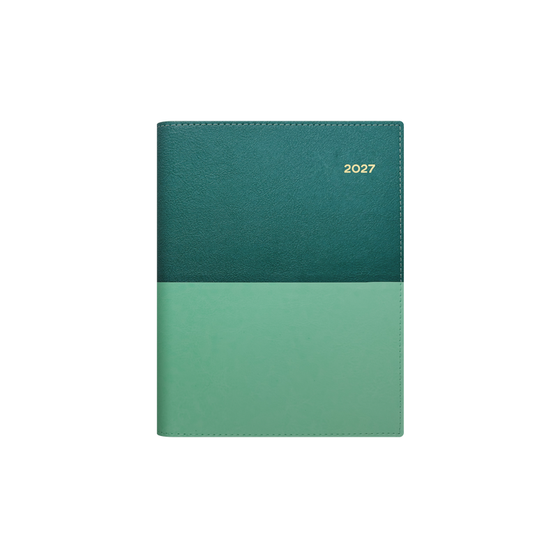 Collins Vanessa 2027 A5 Day to Page Diary Teal angled view