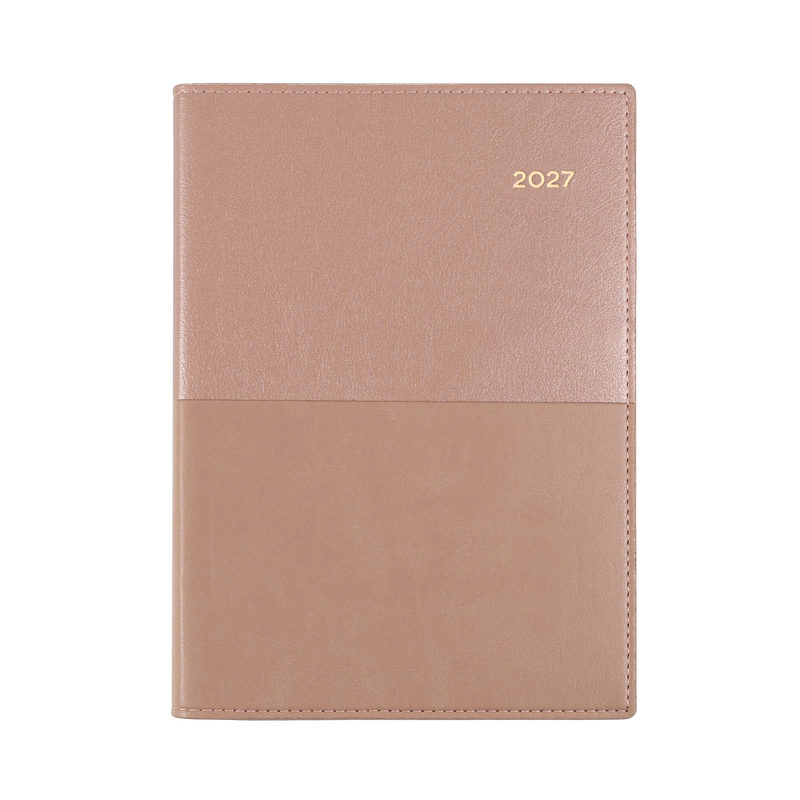 Collins Vanessa 2027 A5 Month to View Diary Rose Gold angled view