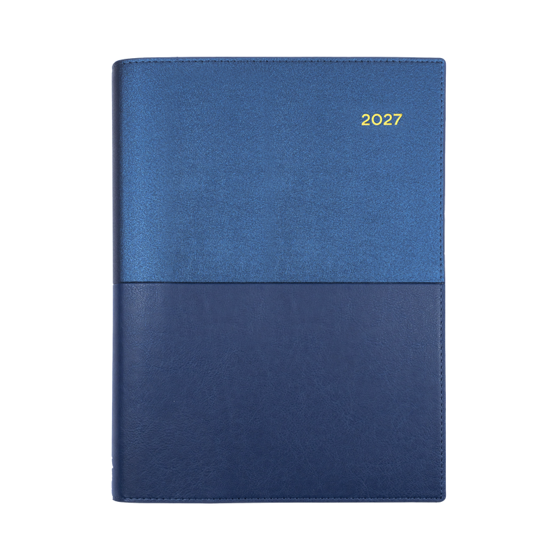 Collins Vanessa 2027 A5 Week to View Diary Blue angled view
