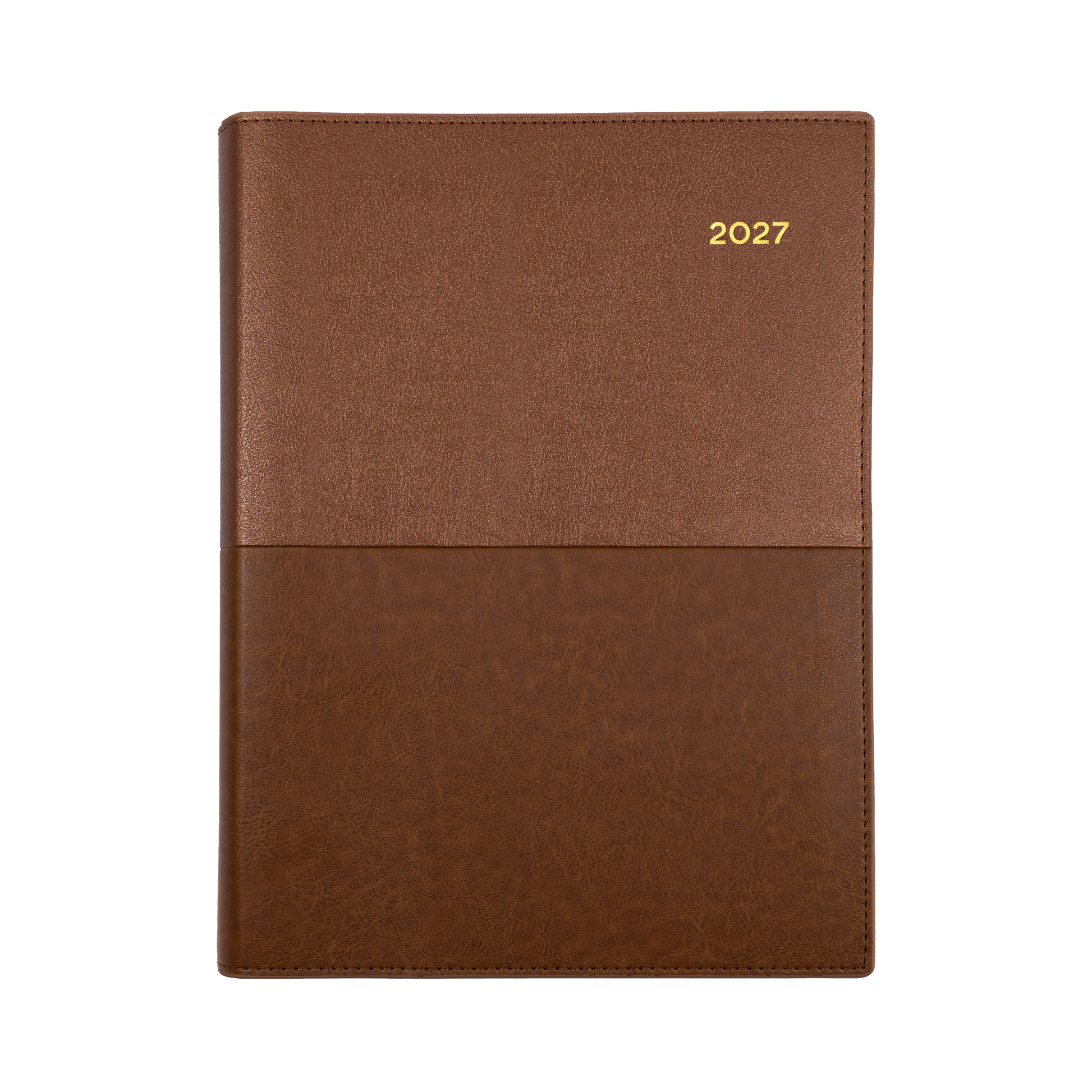 Collins Vanessa 2027 A5 Week to View Diary Tan angled view