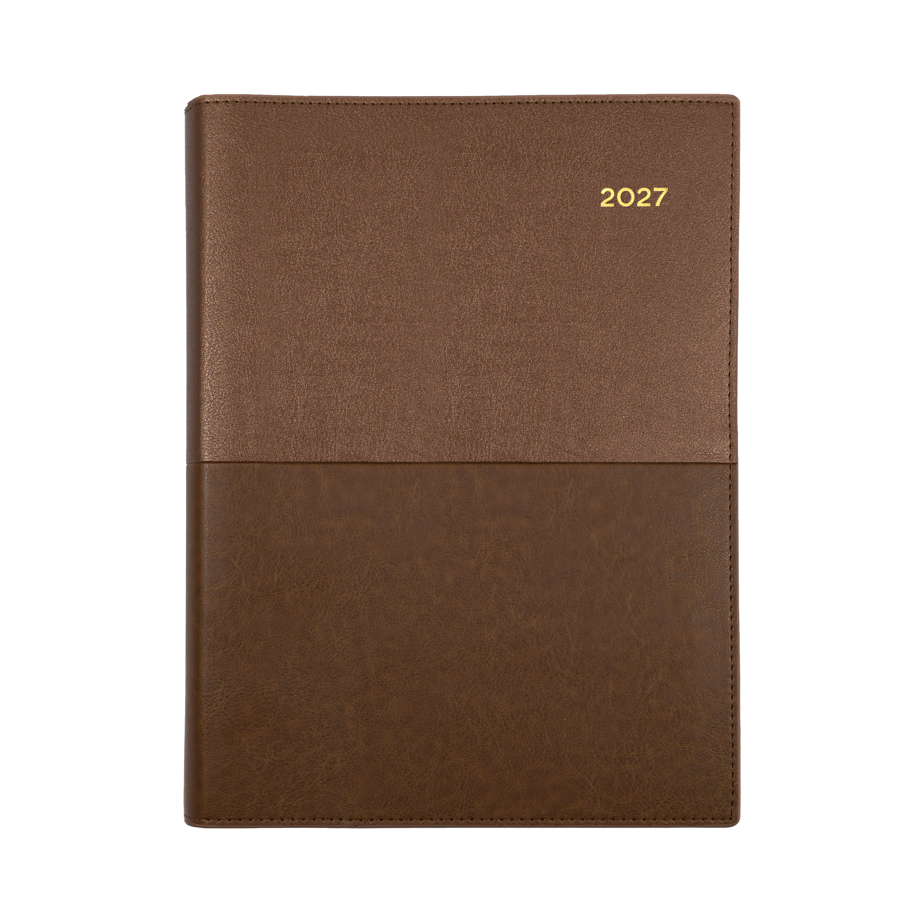 Collins Vanessa 2027 A5 Week to View Diary Tan angled view