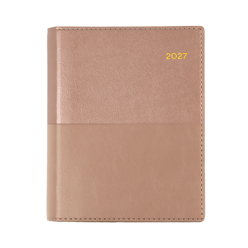 Collins Vanessa 2027 A6 Day to Page Diary Rose Gold angled view
