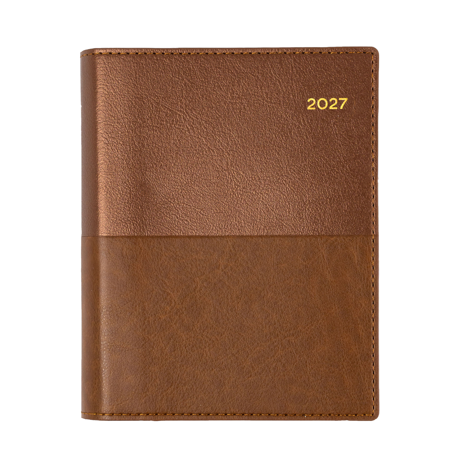 Collins Vanessa 2027 A6 Day to Page Diary Tan angled view