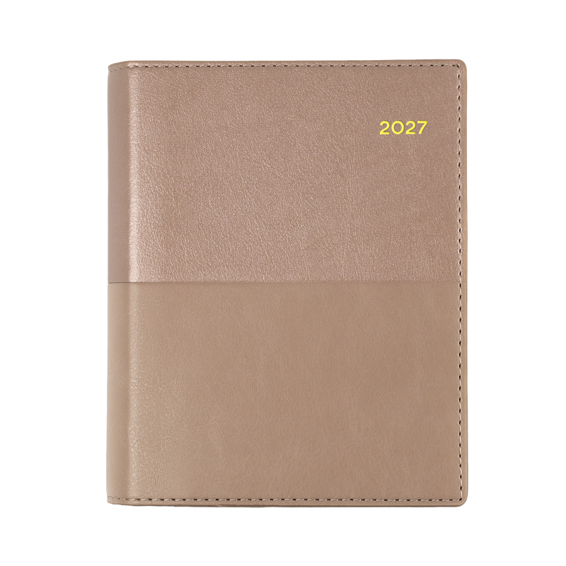 Collins Vanessa 2027 A6 Week to View Diary Rose Gold angled view