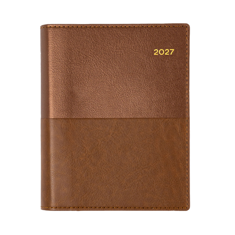 Collins Vanessa 2027 A6 Week to View Diary Tan angled view