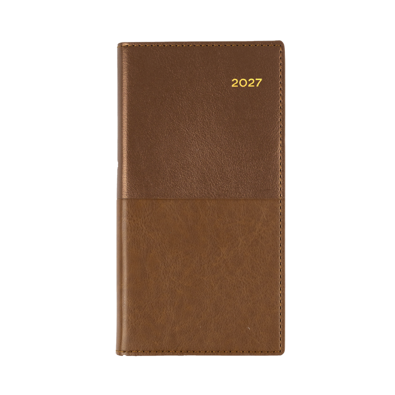 Collins Vanessa 2027 B6/7 Week to View Diary Tan angled view