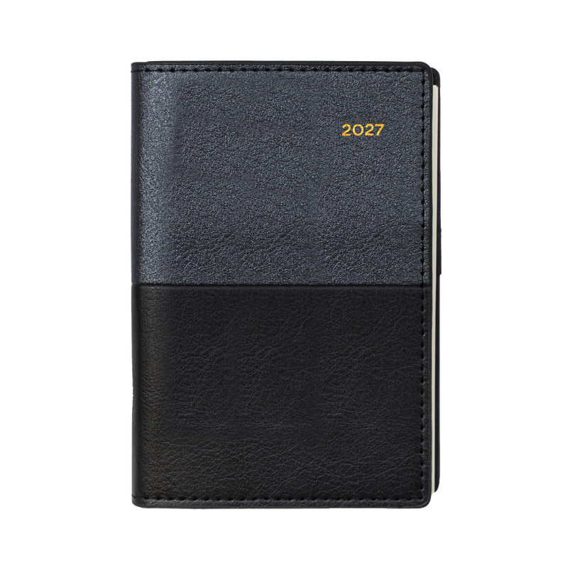 Collins Vanessa 2027 B7R Week to View Diary Black angled view