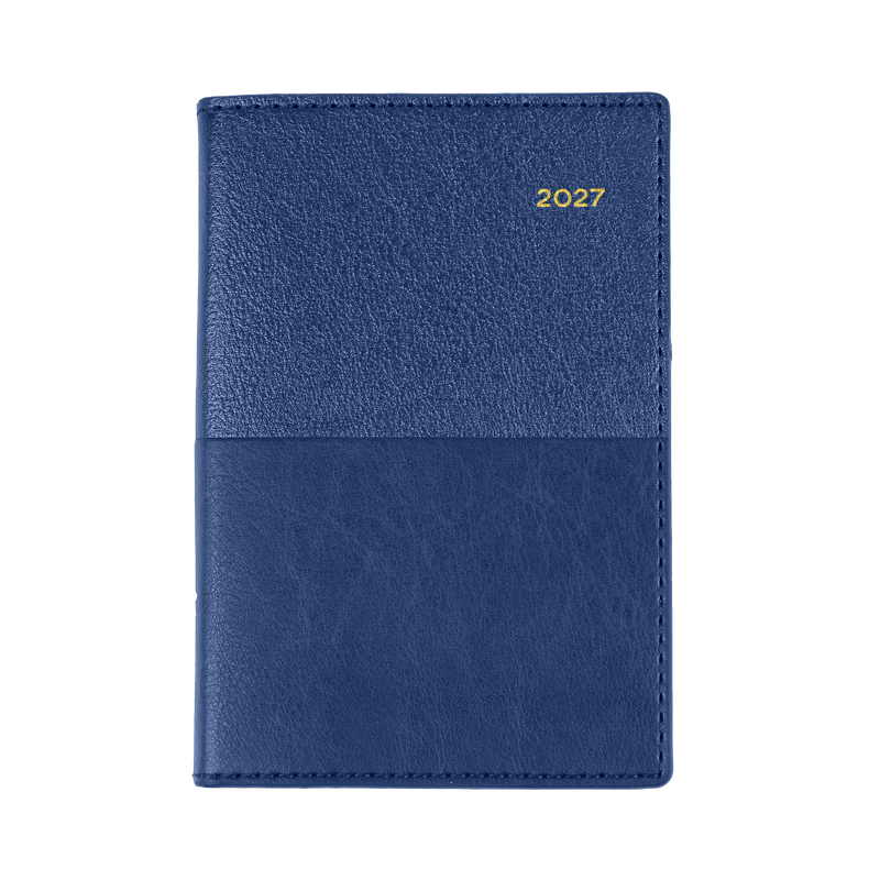 Collins Vanessa 2027 B7R Week to View Diary Blue angled view