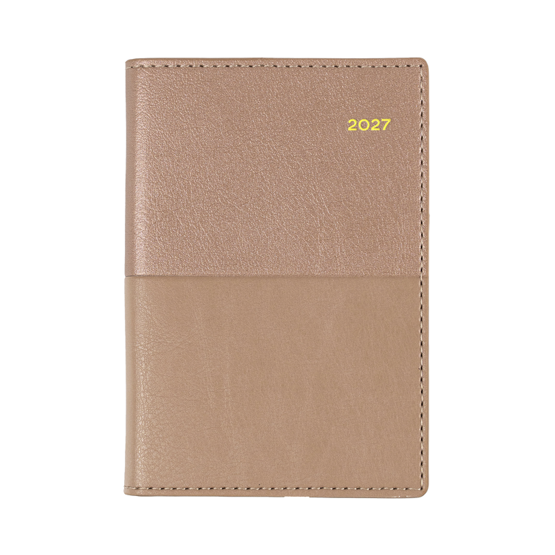 Collins Vanessa 2027 B7R Week to View Diary Rose Gold angled view