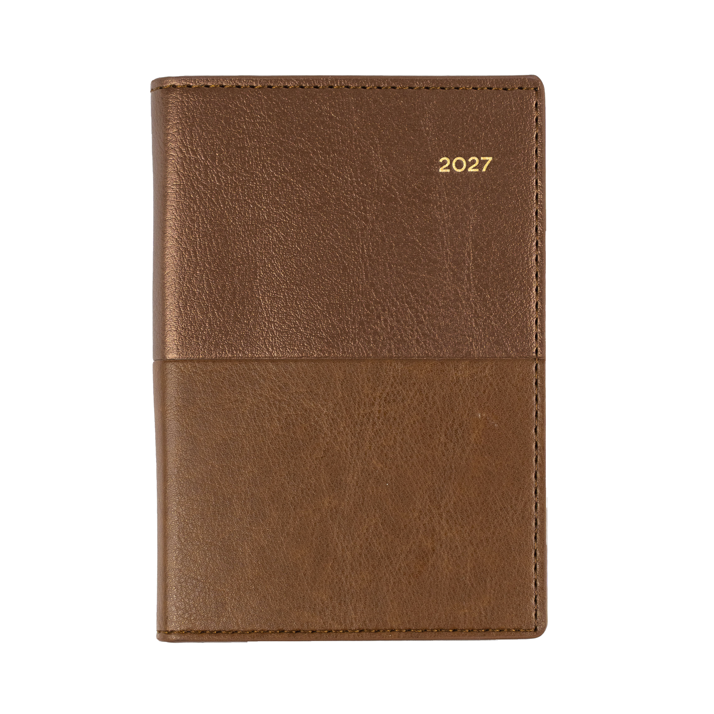 Collins Vanessa 2027 B7R Week to View Diary Tan angled view