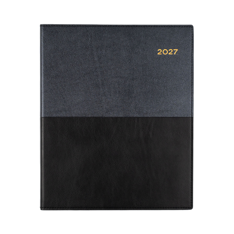 Collins Vanessa 2027 Quarto Week to View (Vertical) Diary Black angled view