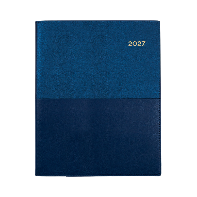 Collins Vanessa 2027 Quarto Week to View (Vertical) Diary Blue angled view