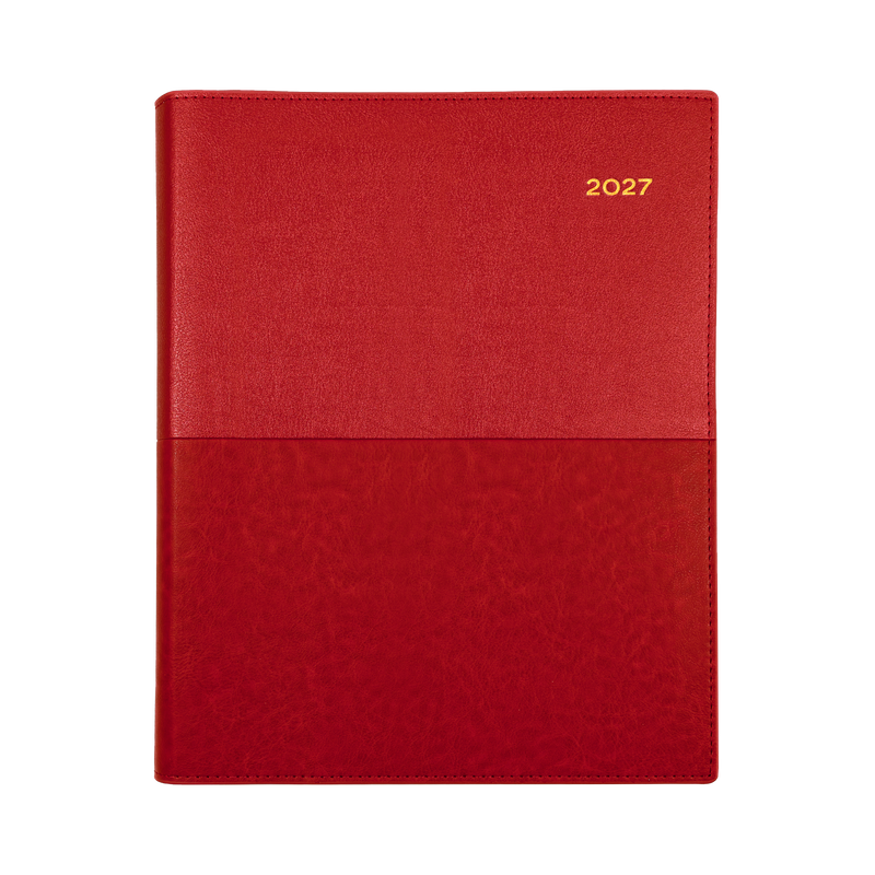 Collins Vanessa 2027 Quarto Week to View (Vertical) Diary Red angled view