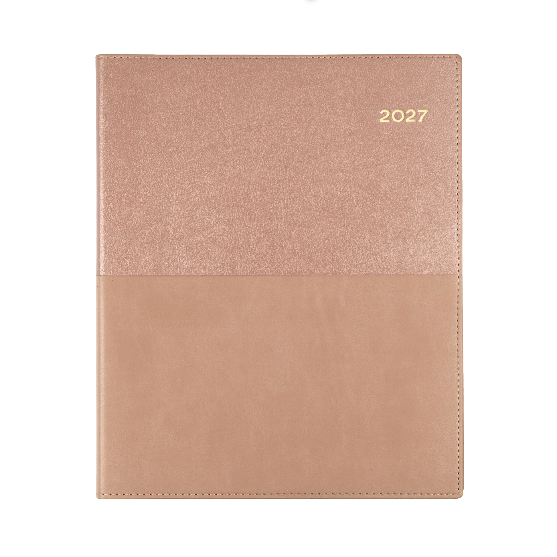 Collins Vanessa 2027 Quarto Week to View (Vertical) Diary Rose Gold angled view