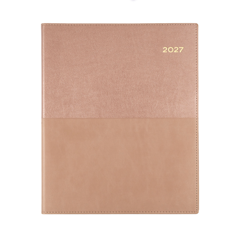 Collins Vanessa 2027 Quarto Week to View (Vertical) Diary Rose Gold angled view