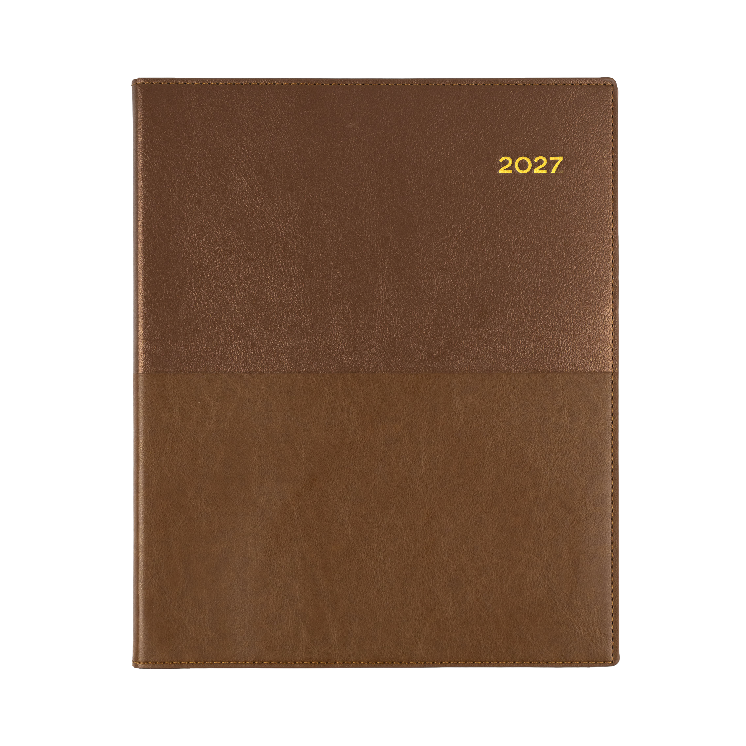 Collins Vanessa 2027 Quarto Week to View (Vertical) Diary Tan angled view