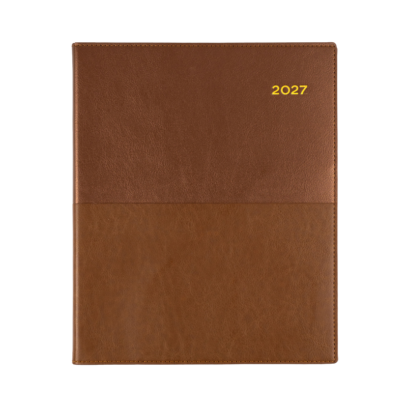 Collins Vanessa 2027 Quarto Week to View (Vertical) Diary Tan angled view