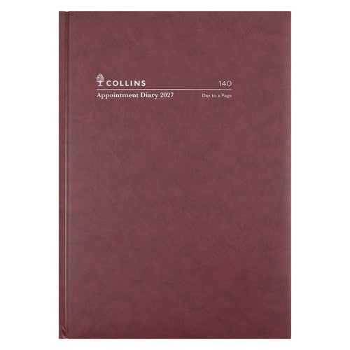 Collins Appointment Diary 2027 A4 One Day To A Page Burgundy