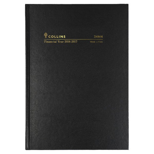 Collins Casebound Financial Year Diary 2026-2027 A4 Week To A View Black
