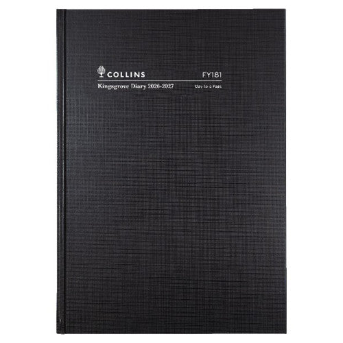 Collins Kingsgrove Financial Year Diary 2026-2027 A5 One Day To A Page Black