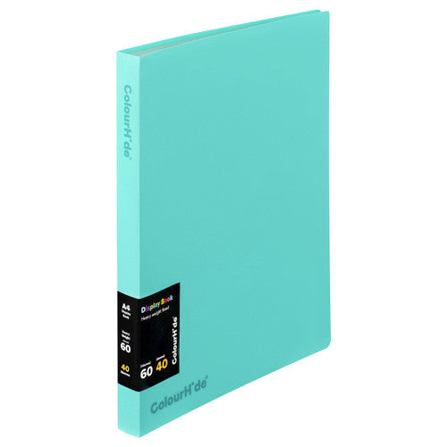 ColourHide Fixed Display Book Insert Cover 40 Sheets Aqua