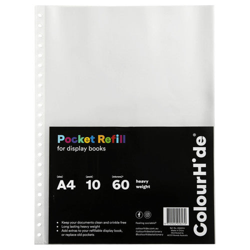 ColourHide Display Book Refills Clear Pack 10 x 10