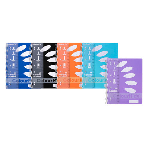 ColourHide 5-Subject Notebook A4 250 Page Assorted Pack of 5