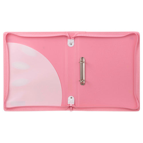 ColourHide Zipper Binder A4 2 D-Ring 25mm Bubblegum Pack of 10