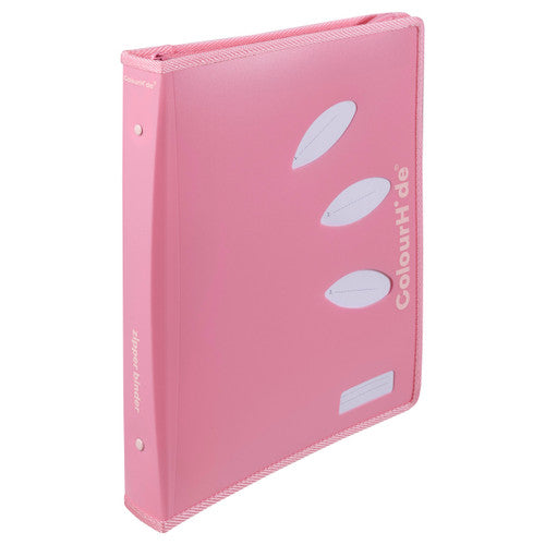 ColourHide Zipper Binder A4 2 D-Ring 25mm Bubblegum Pack of 10