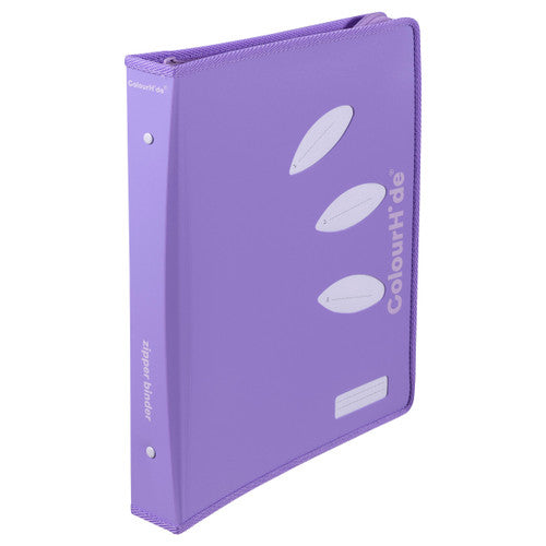 ColourHide Zipper Binder A4 2 D-Ring 25mm Lavender Pack of 10