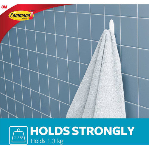Command Wet and Dry Towel Hooks Medium White (1.3kg)