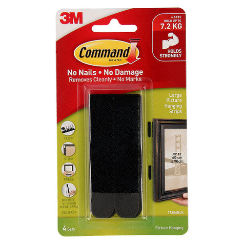 Command Picture Hanging Strips Black 4 Pack (7.2kg)