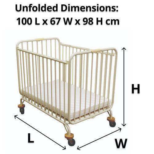 Compass Metal Folding Holiday Cot Vanilla White