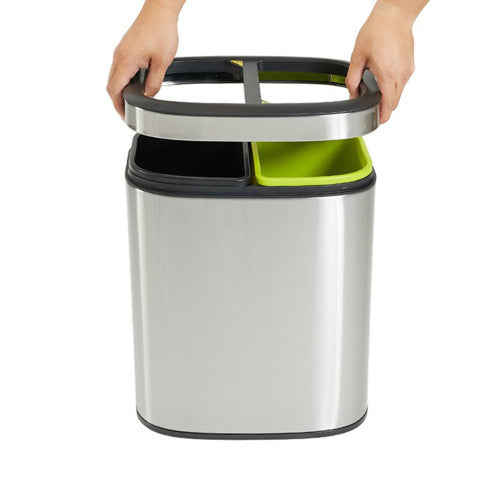 Compass Rectangular Recycling Bin Stainless Steel Black Green 20L Pack of 4